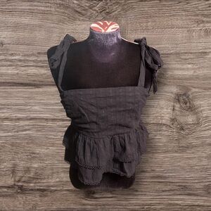 Lost & Wander Black Tank Top Smocked Back Ruffled Size Medium